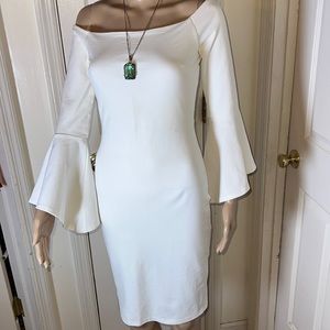 Lulus white long off shoulder  dress size small